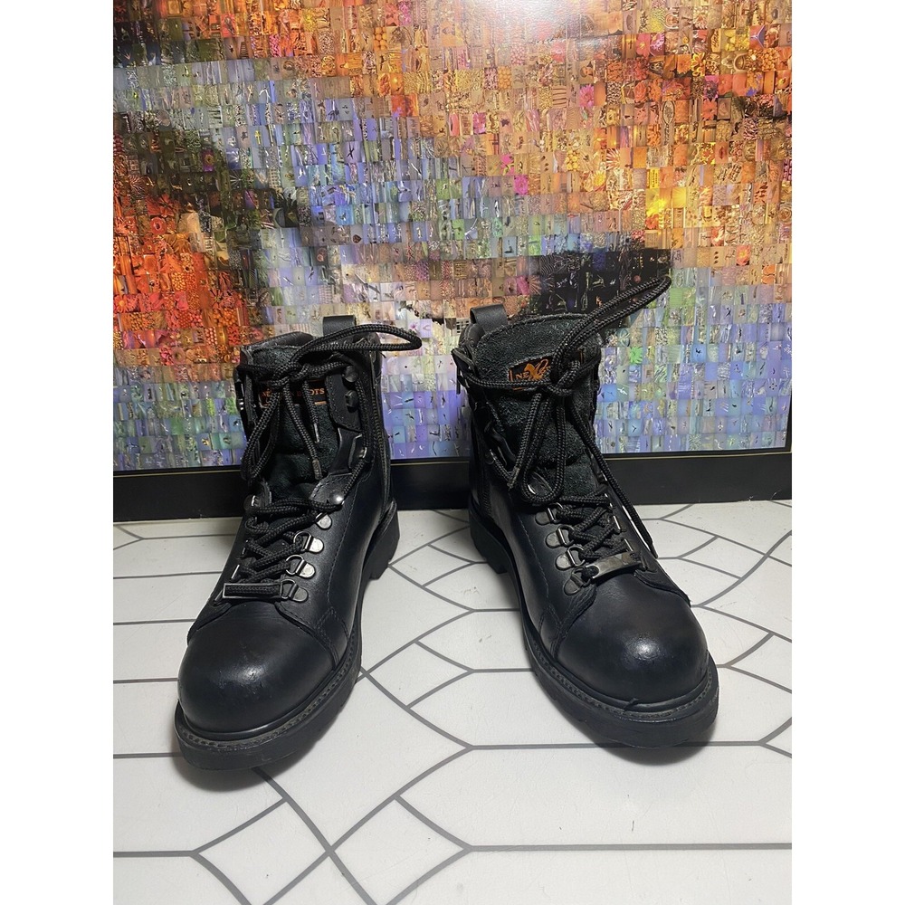 NexGen Motorcycle Boots Biker Engineer Work Leather Zip Black Men's Size 8.5
